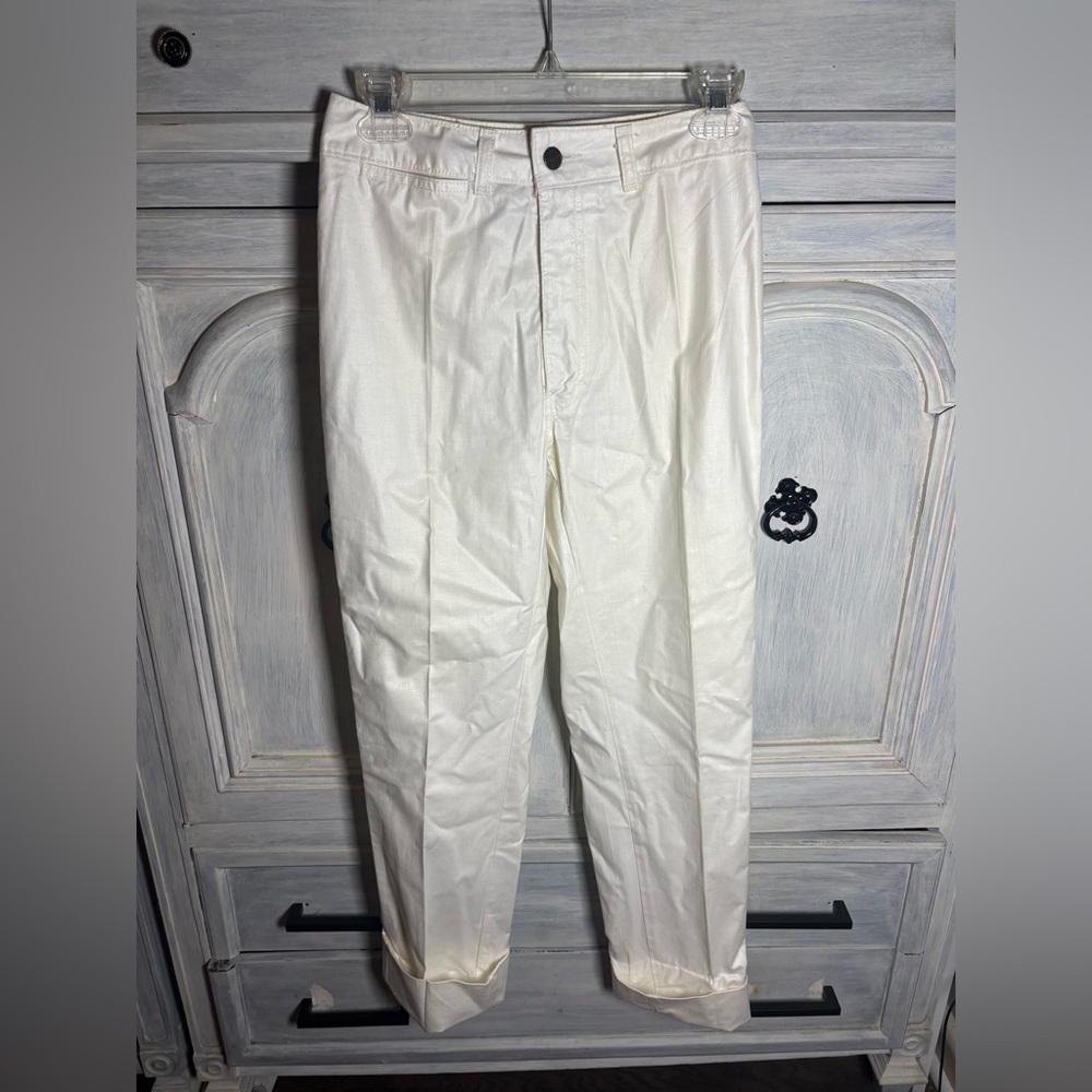 Vintage 90’s‎ White Ferrari High Rise Cuffed Straight Cotton Pants Fashion Style
